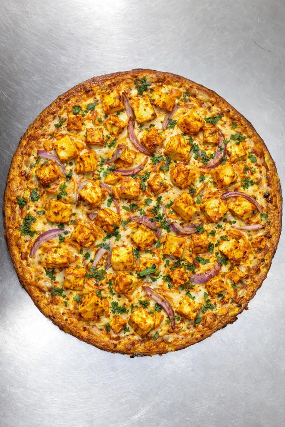 Shahi paneer pizza at Tasty Pizza and Indian Cuisine Beaumont, AB